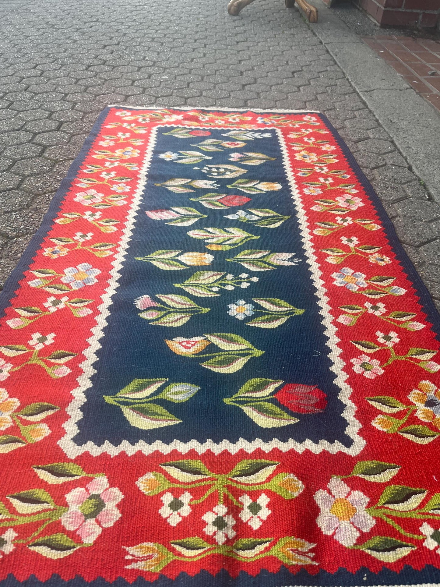 51 x 24 inch approx antique Dutch wool rug  amazing imagery  great for smaller space or kitchen amazing quality and colour  great value