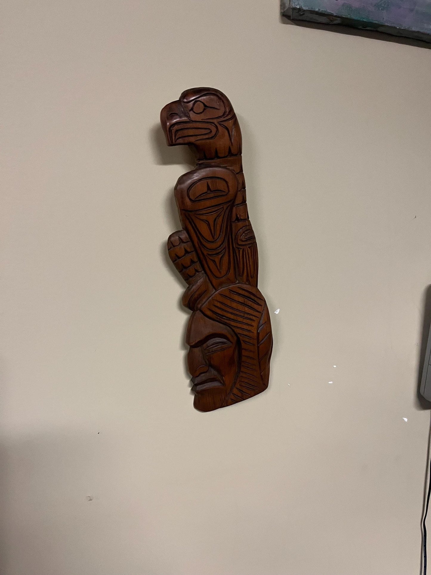 Very cool 12 x 4 indigenous first nation, Pacific Northwest Coast Eagle Warrior plaque by David Joseph