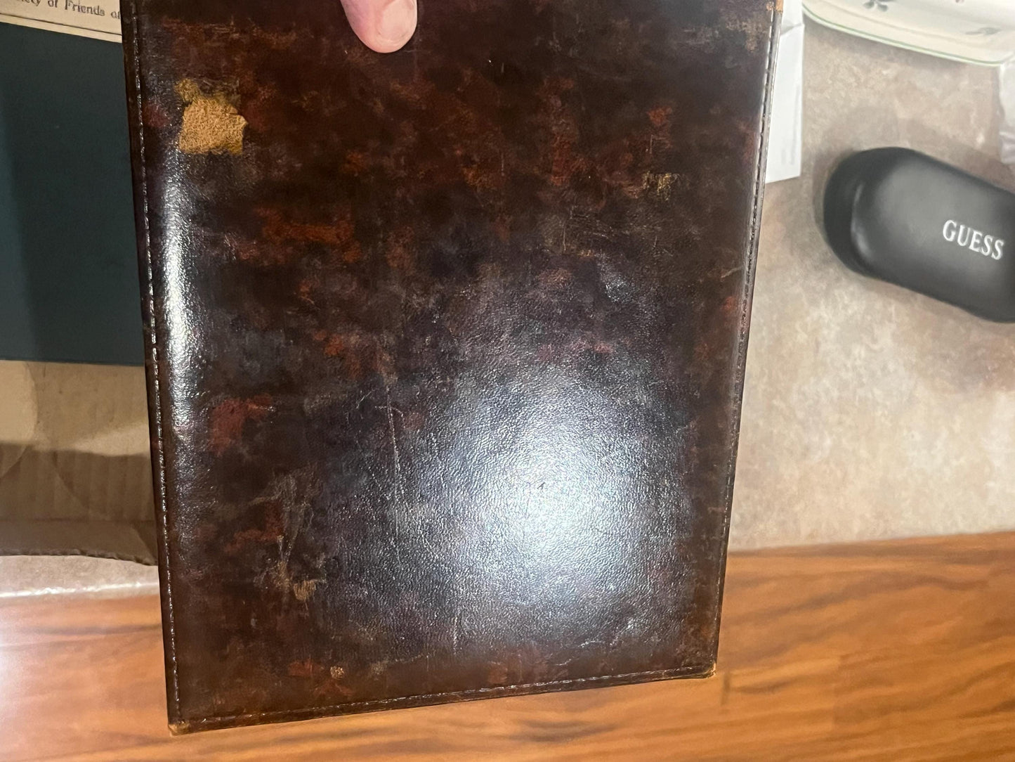 Amazing vintage 9 x 7 x 2 thick leather bound address book  like new  wow