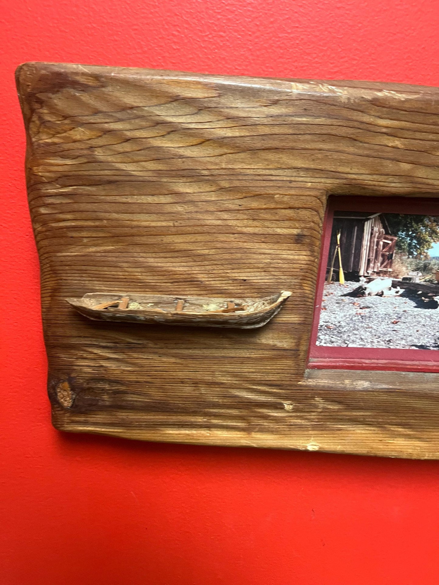 Indigenous Chainsaw carved 23 x 9 by 2 inch wooden frame   fits 9 x 5 photo  most unique piece  crazy detail