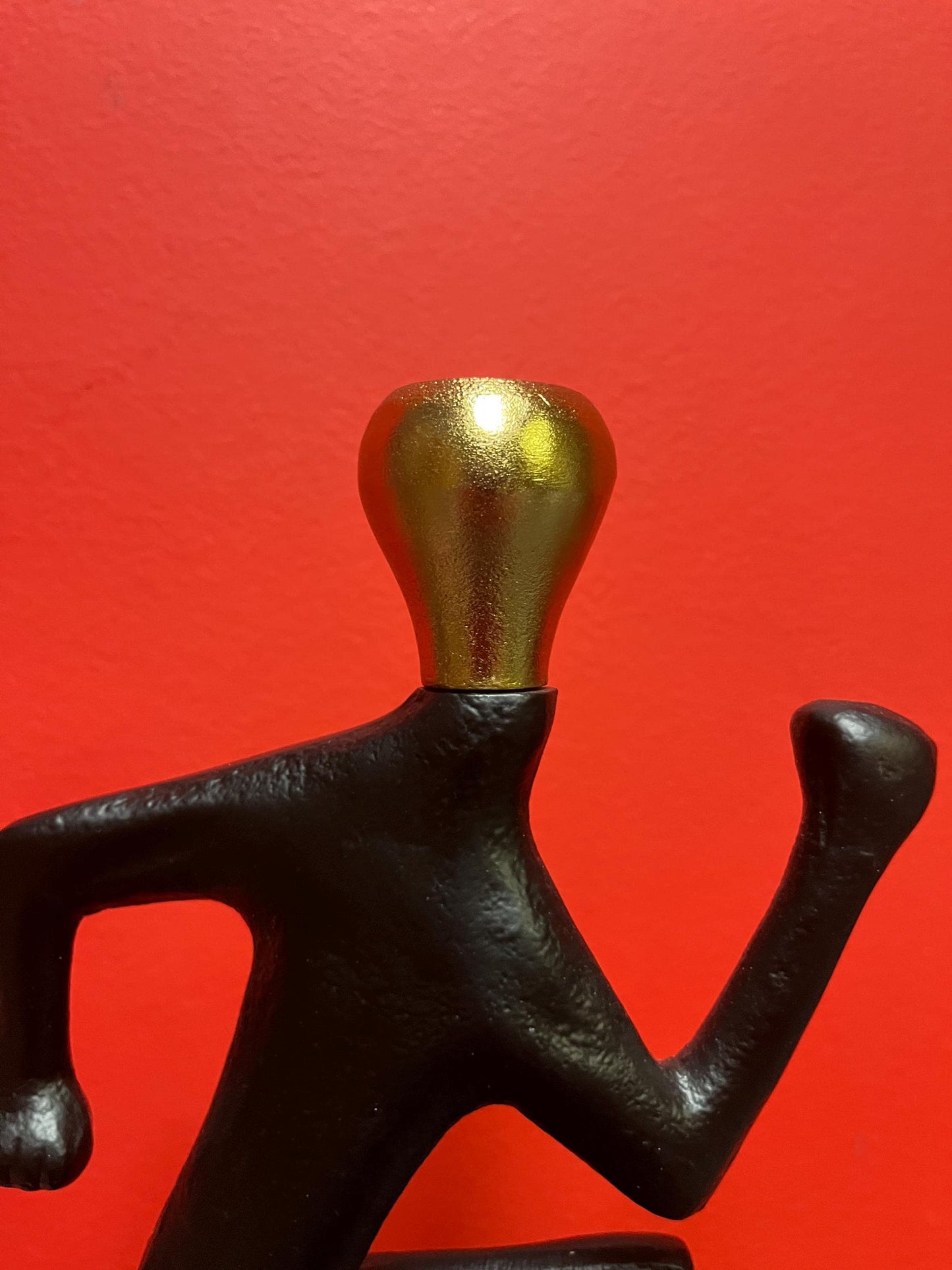 Stunning 14 inch tall cast metal running man candlestick  holder  impressive and unique - great gift for a runner