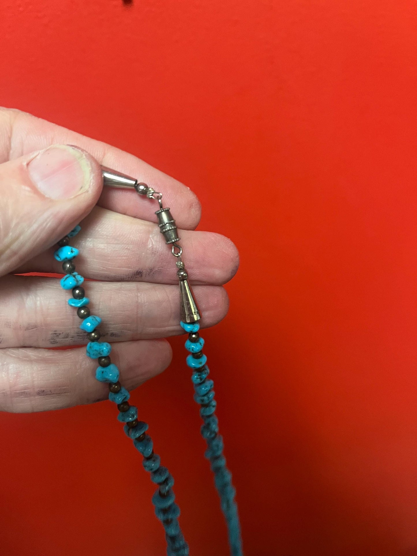 Lovely Navajo style turquoise necklace -approximately 19 inches long  good value