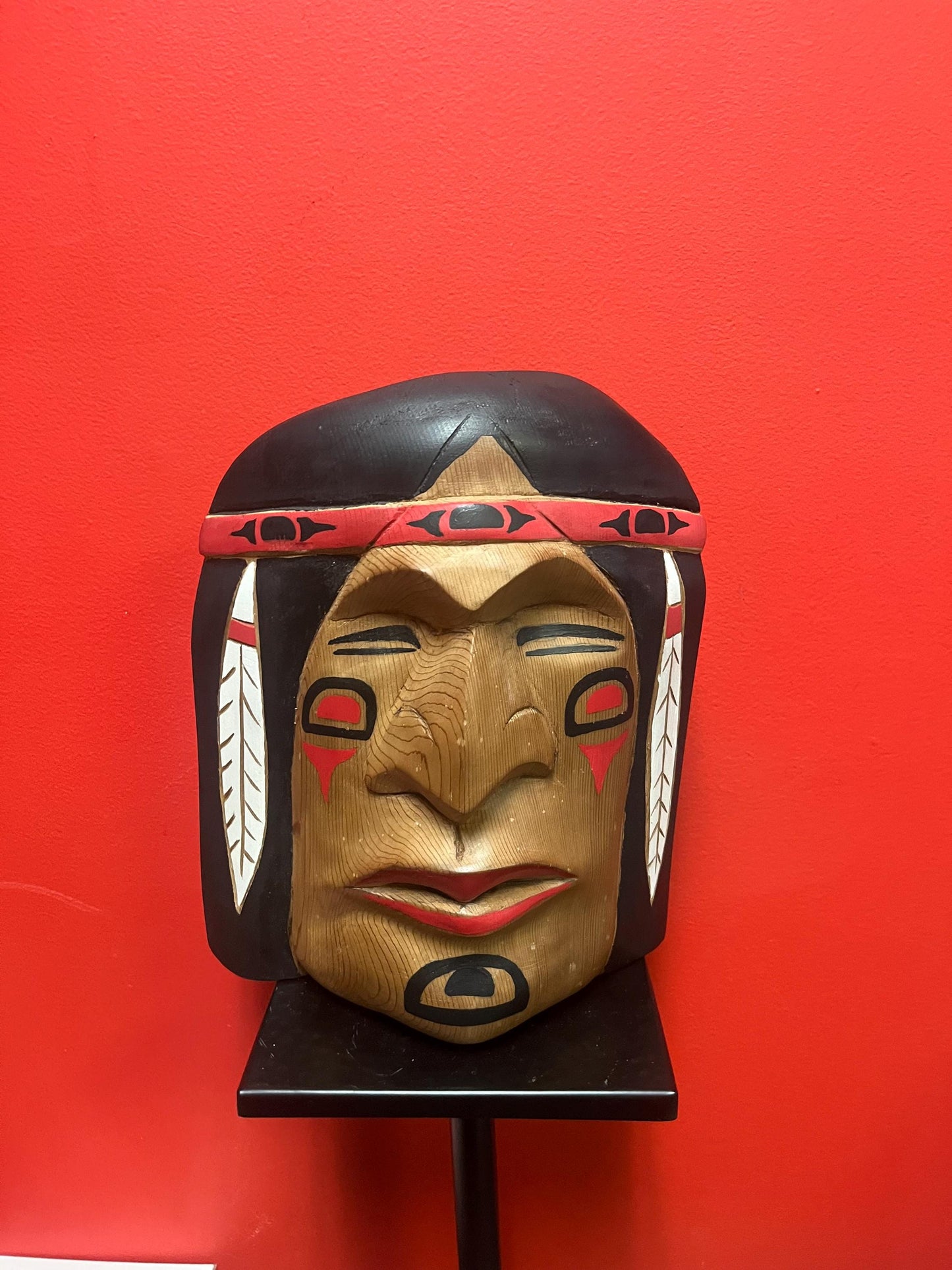 Beautiful indigenous First Nations pacific  north West Coast art signed Darcy Joseph  12 by 4 inch thick mask of a chief -unbelievable value