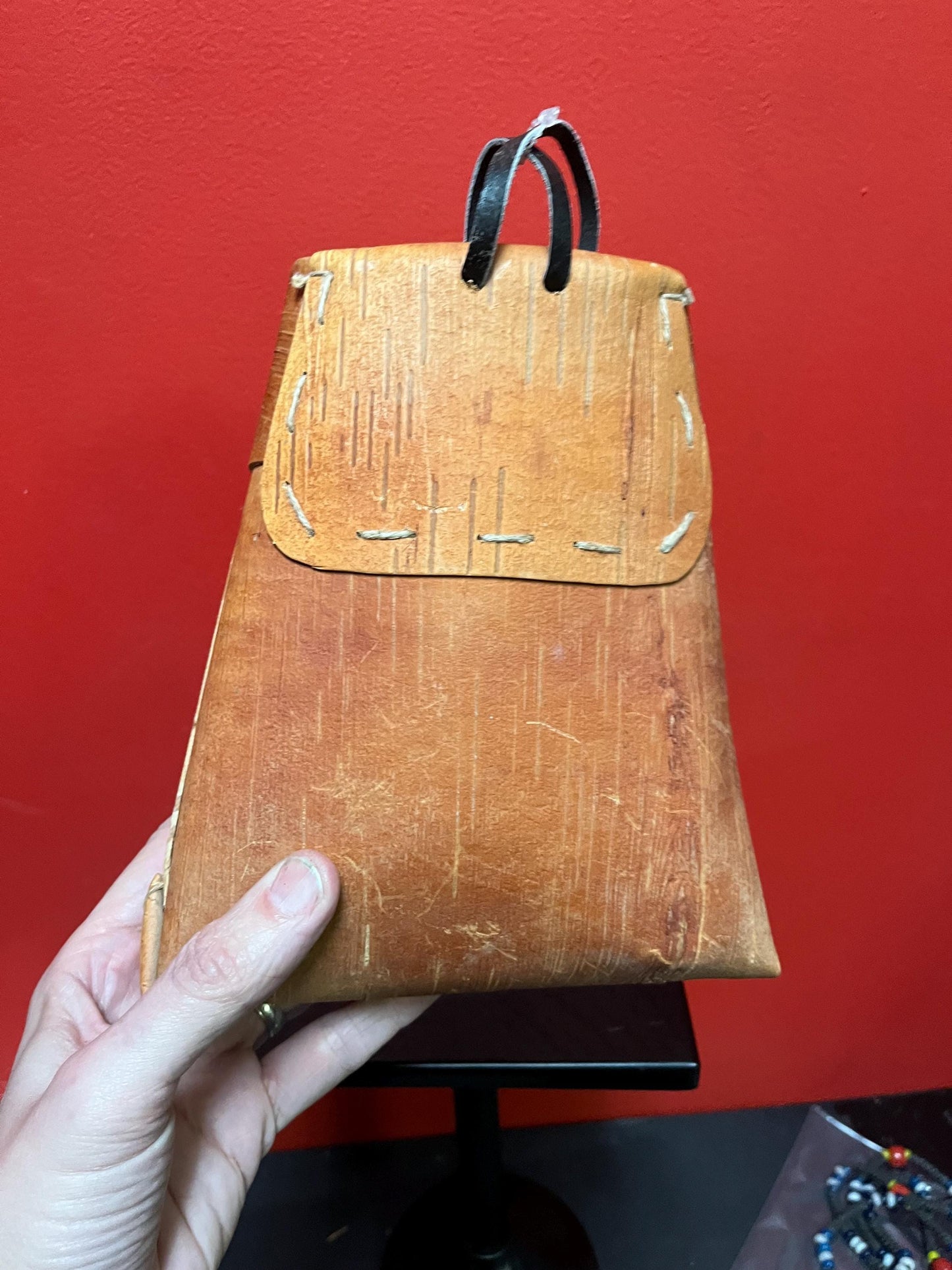 9 inch tall Canadian cedar bark basket  lovely condition