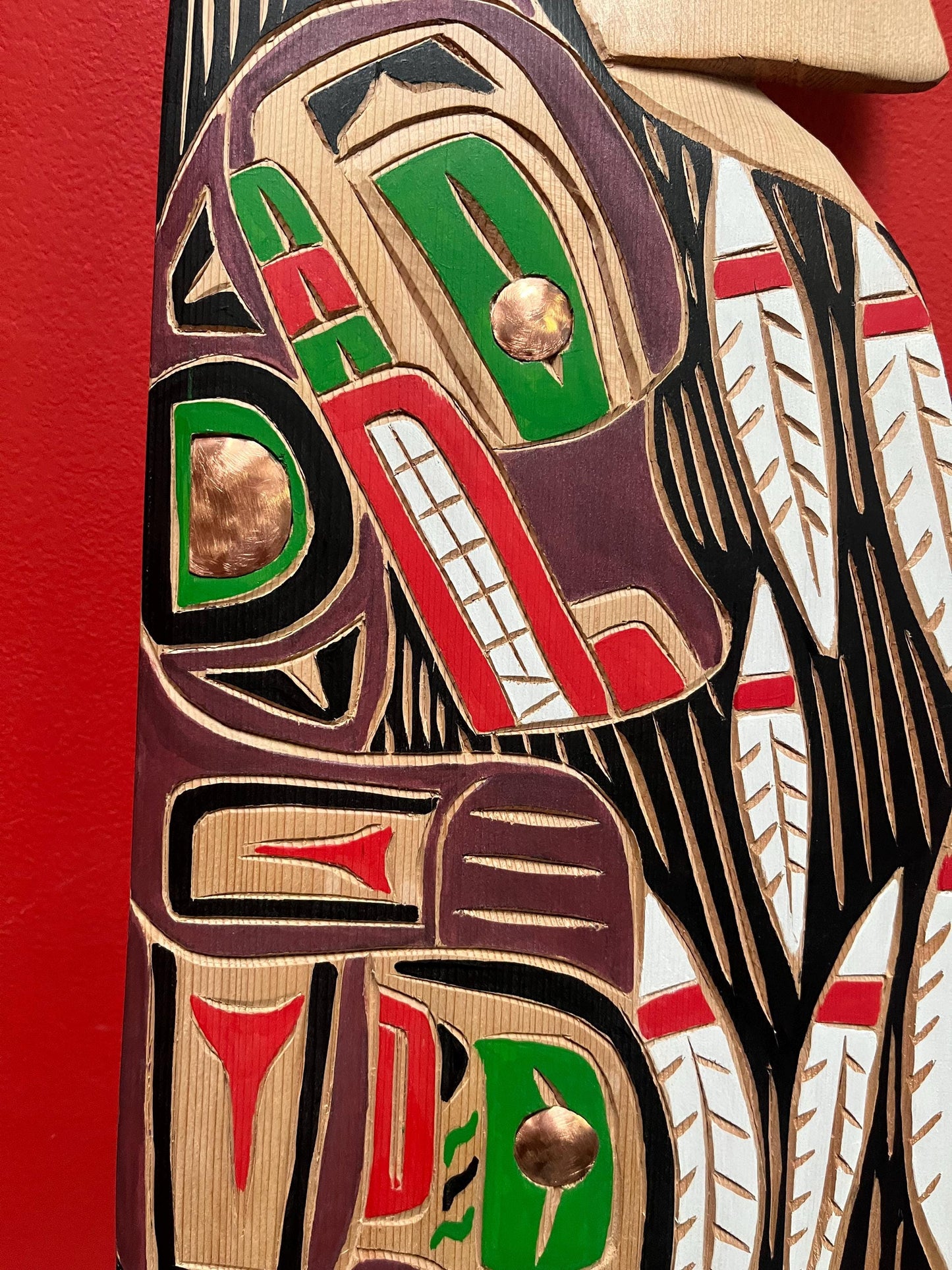 Beautiful 18 x 10 high indigenous first nations Squamish plaque of a bear by Brad Joseph Junior  signed  needs a hanger  great value