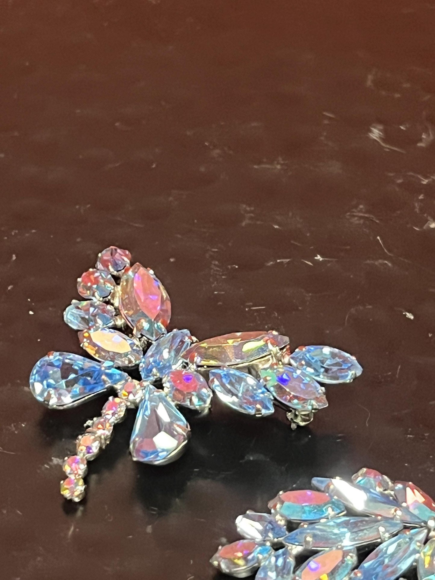 Beautiful Sherman rhinestone dragonfly brooch and earrings  great condition