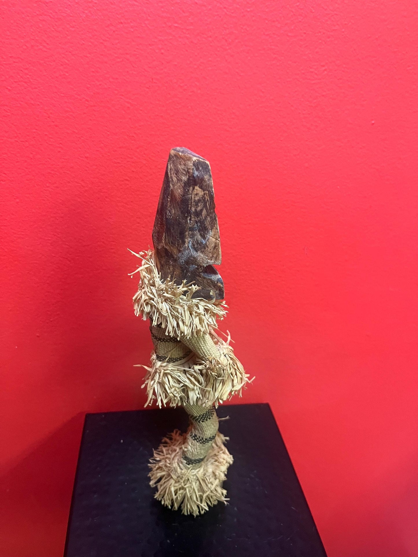 11 inch tall oceanic wood and fabric statue - Older piece with great detail and imagery