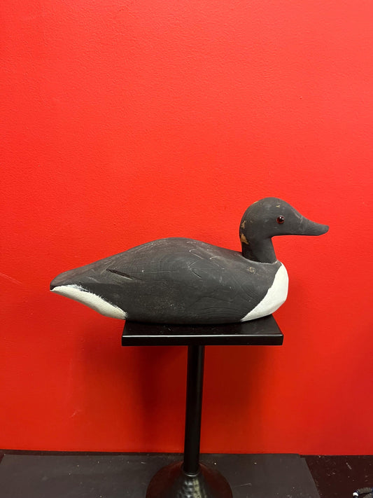 Lovely antique Canadian 15 inch long wooden painted duck decoy  great condition for age