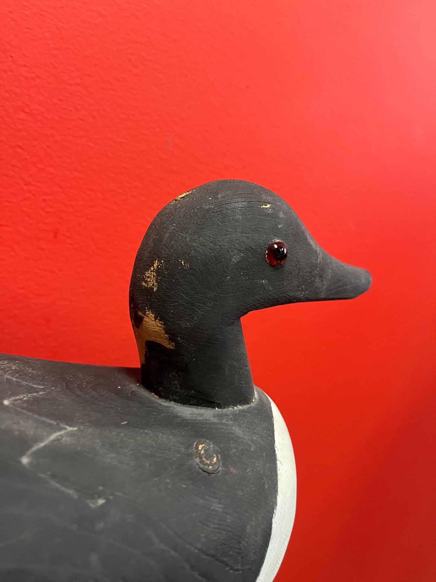 Lovely antique Canadian 15 inch long wooden painted duck decoy  great condition for age