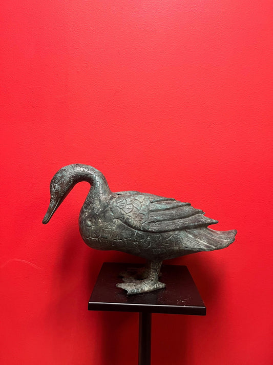 Stunning massive 13 x 9 high Asian  bronze   duck with wonderful Patina  over 2 kg  impressive bronze - great value