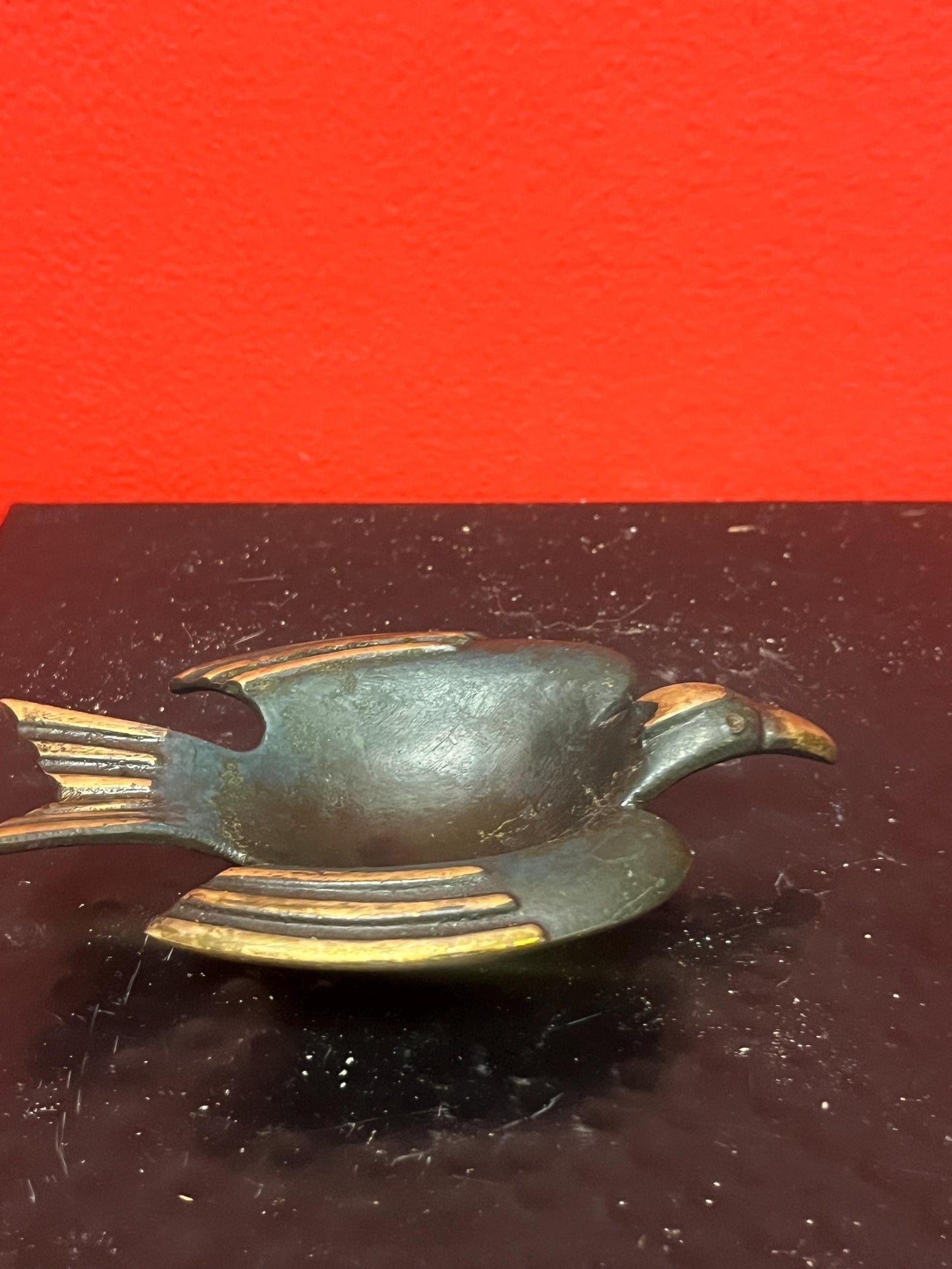 Very cool Israeli bronze bird dish  4.25 inches long  vintage  great gift  good value