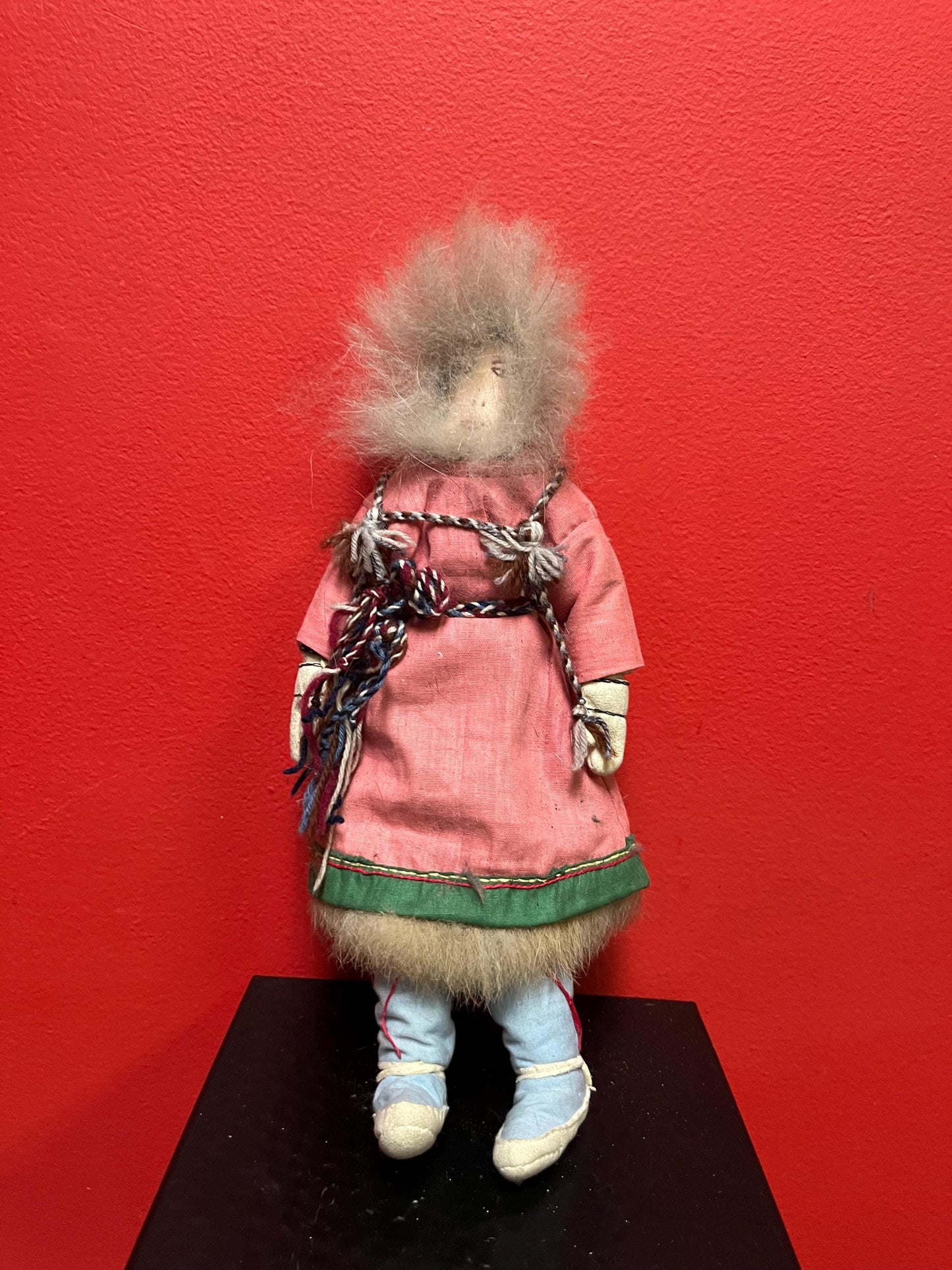 12 inch beautiful Inuit Eskimo indigenous cloth and fur doll  see photos  pretty good condition