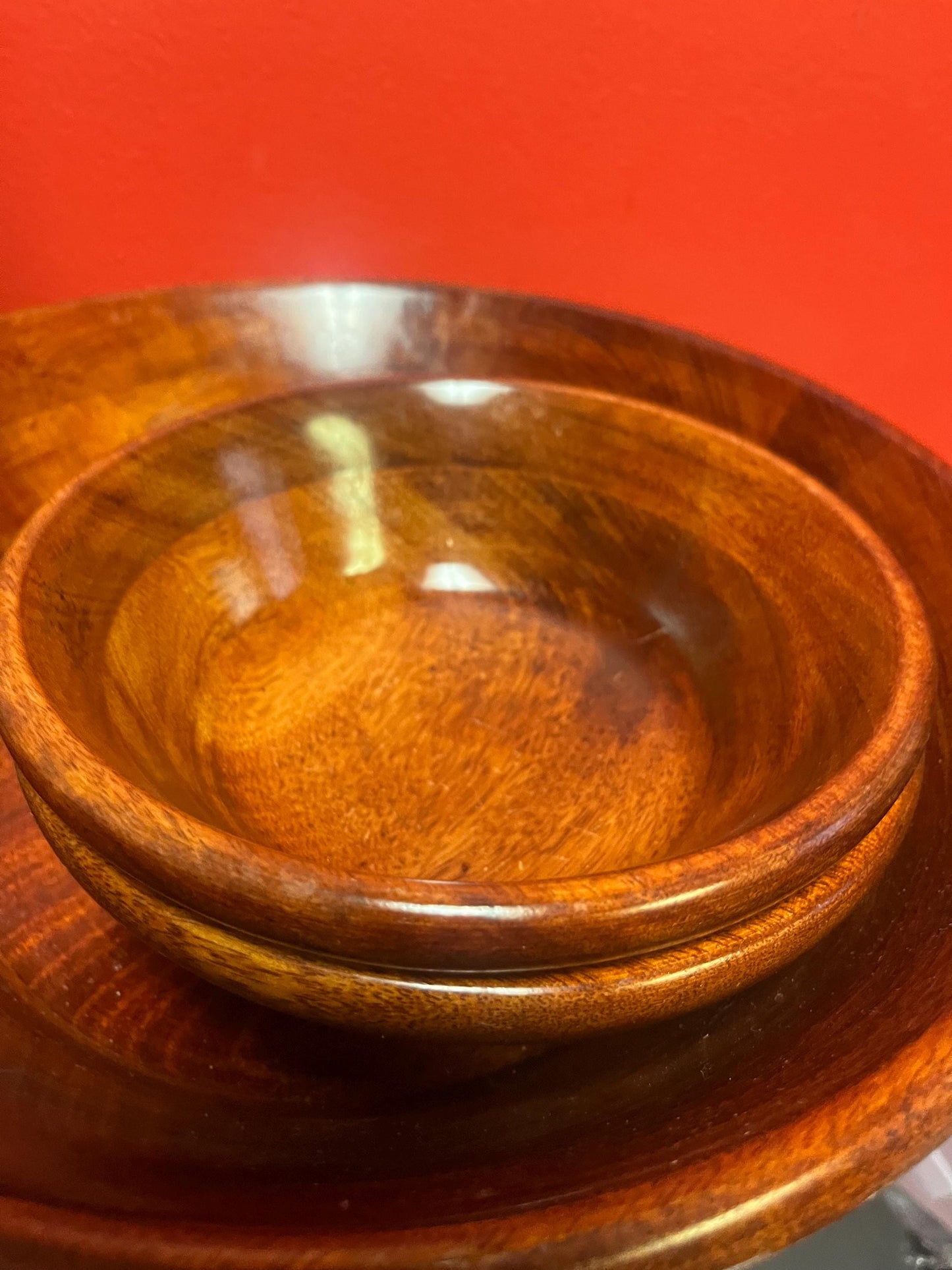 Lovely highly polished teak wood vintage salad set for 5  amazing to use or give as a gift