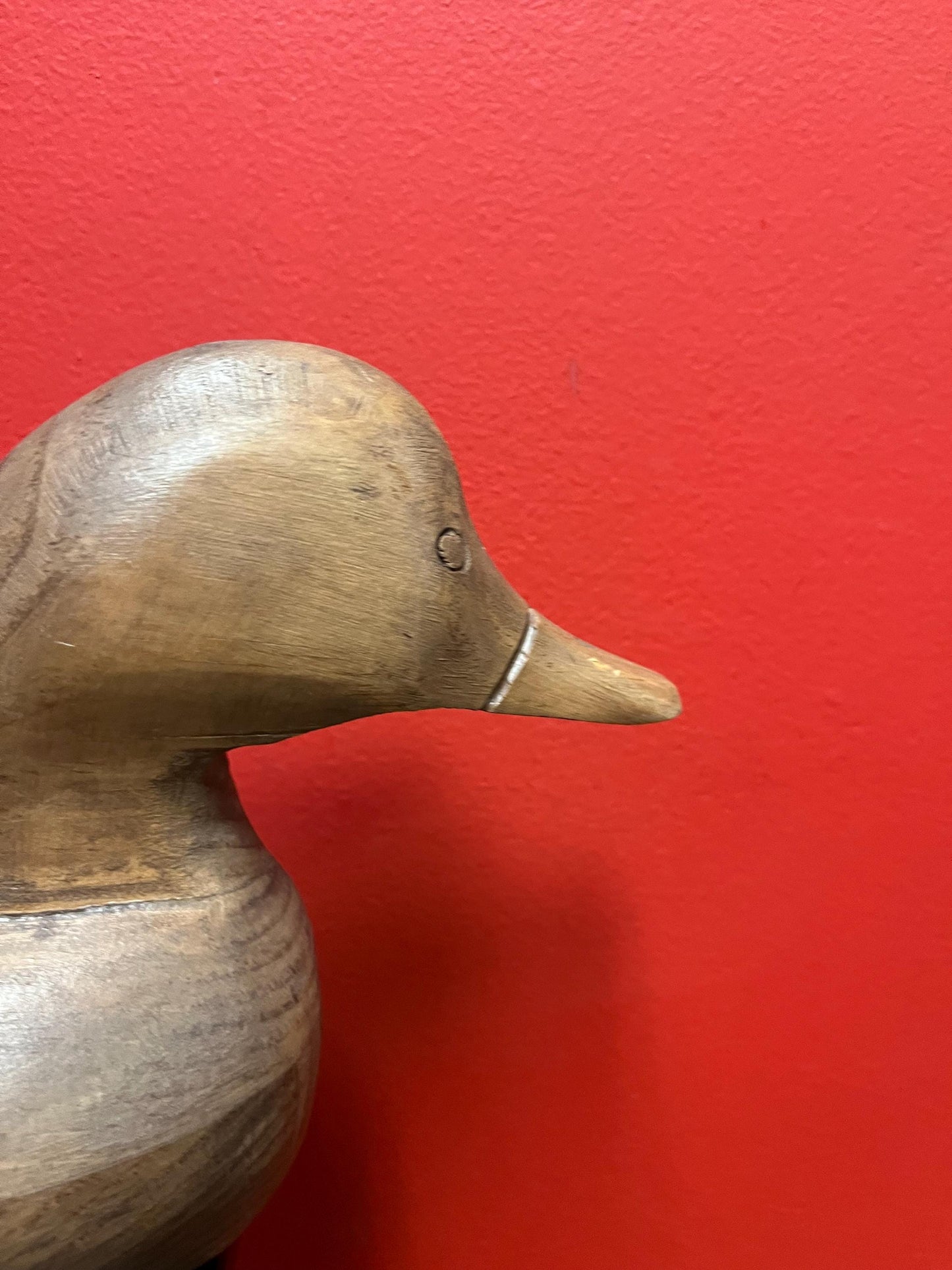 Beautiful 14 x 8 inch signed Canadian wooden duck  great patina  duck decoy  super gift