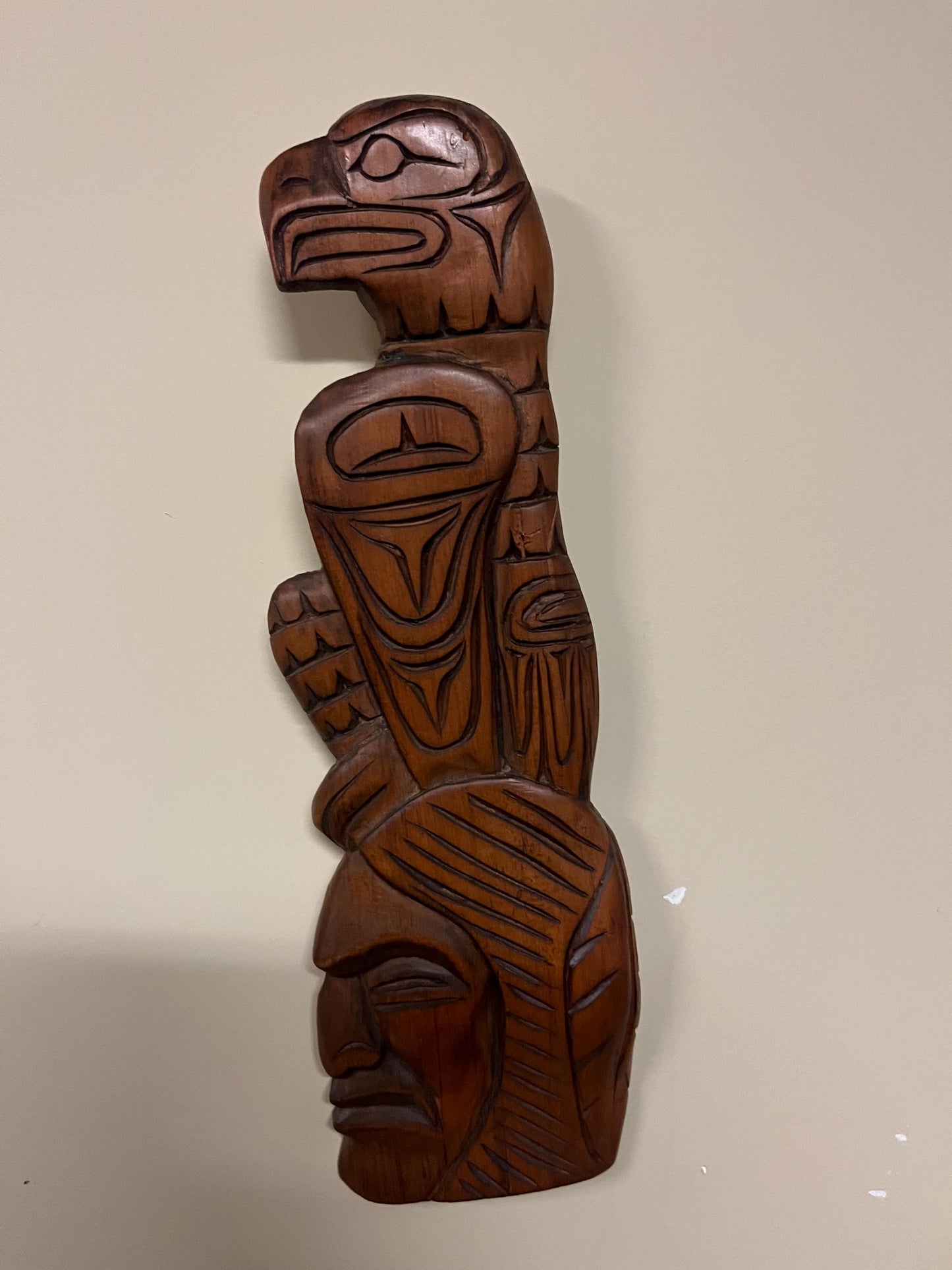 Very cool 12 x 4 indigenous first nation, Pacific Northwest Coast Eagle Warrior plaque by David Joseph