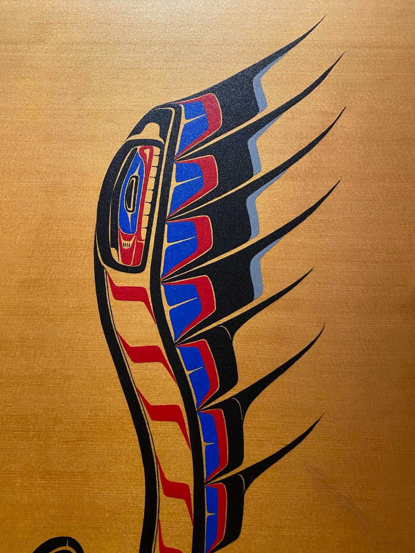 Stunning 36 x 24 indigenous 1st nations, Pacific Northwest Coast acrylic on Cedar picture  sign Ray Bob  west coast masterpiece - wow