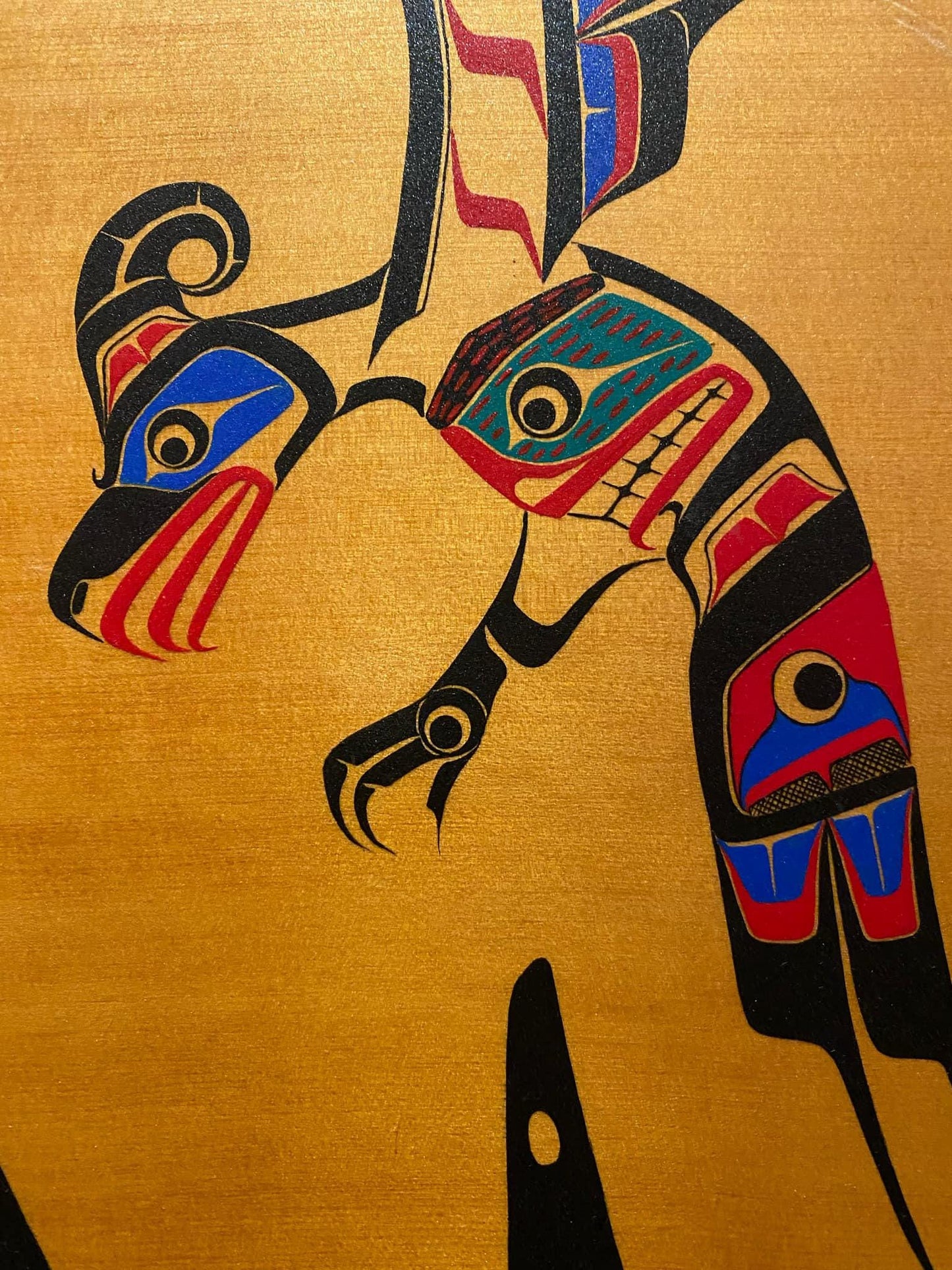 Stunning 36 x 24 indigenous 1st nations, Pacific Northwest Coast acrylic on Cedar picture  sign Ray Bob  west coast masterpiece - wow