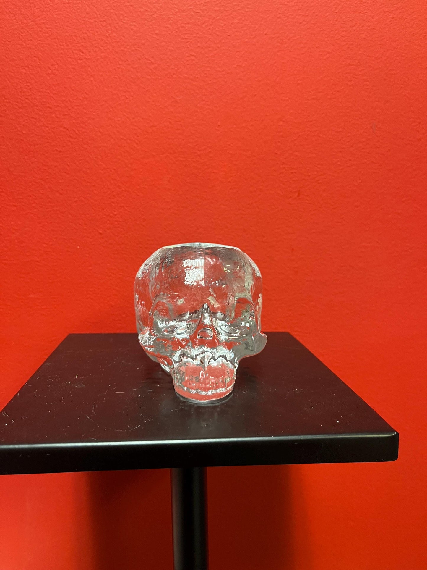 The lovely signed 4 inch Swedish Kosta Boda skull candle holder — perfect condition— great gift and great value