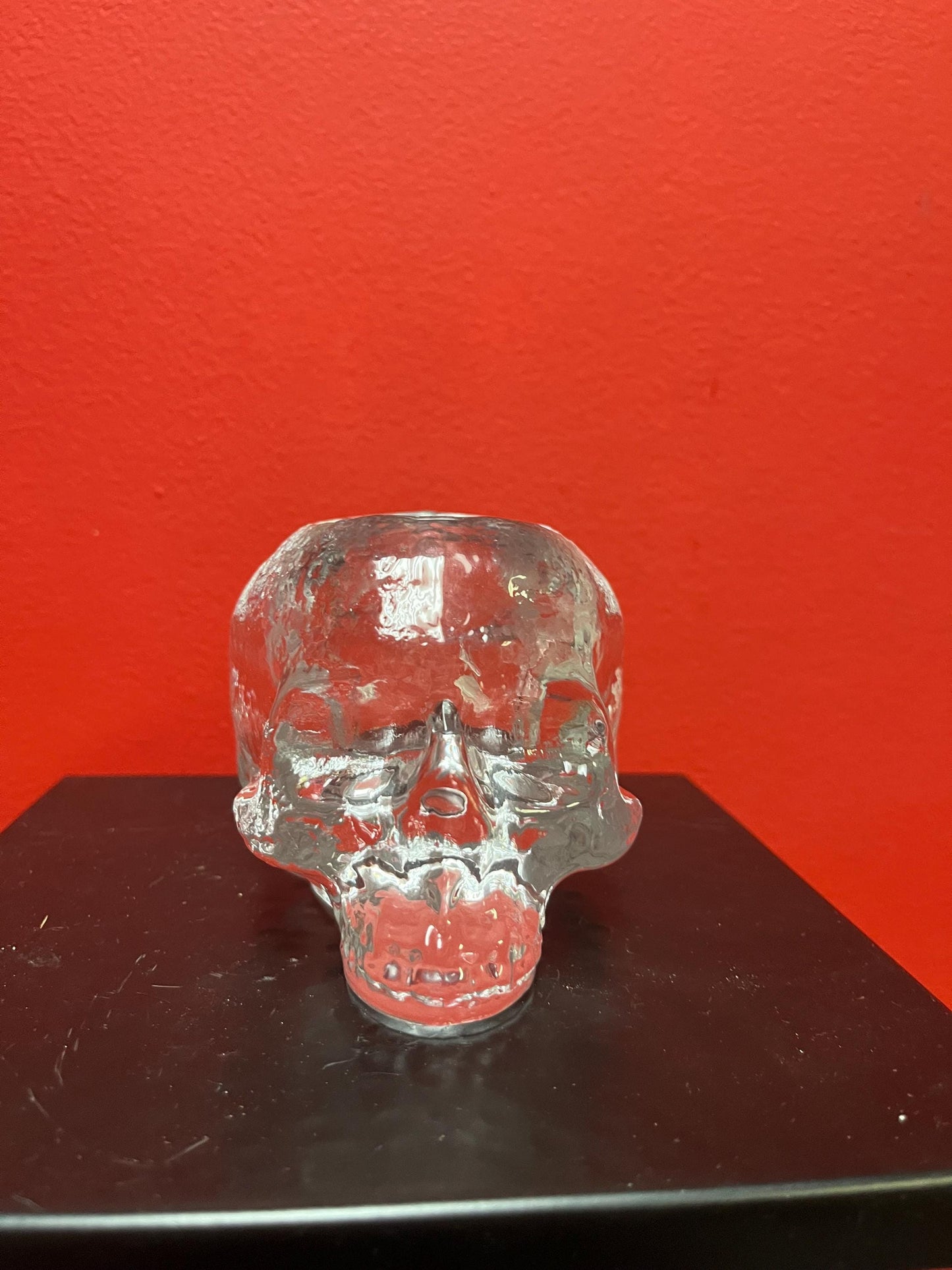 The lovely signed 4 inch Swedish Kosta Boda skull candle holder — perfect condition— great gift and great value