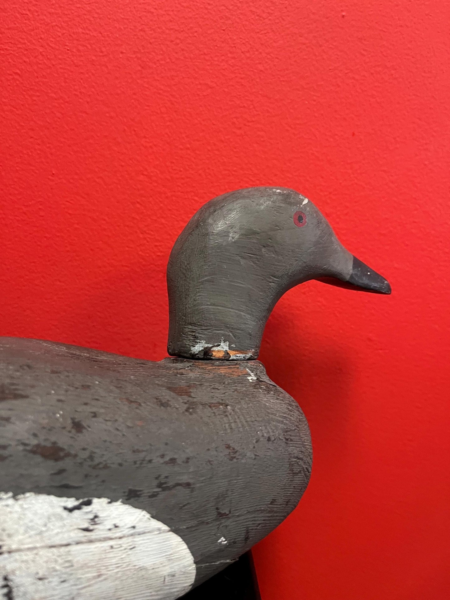 Lovely antique Canadian 14 inch long wooden painted duck decoy  great condition for age