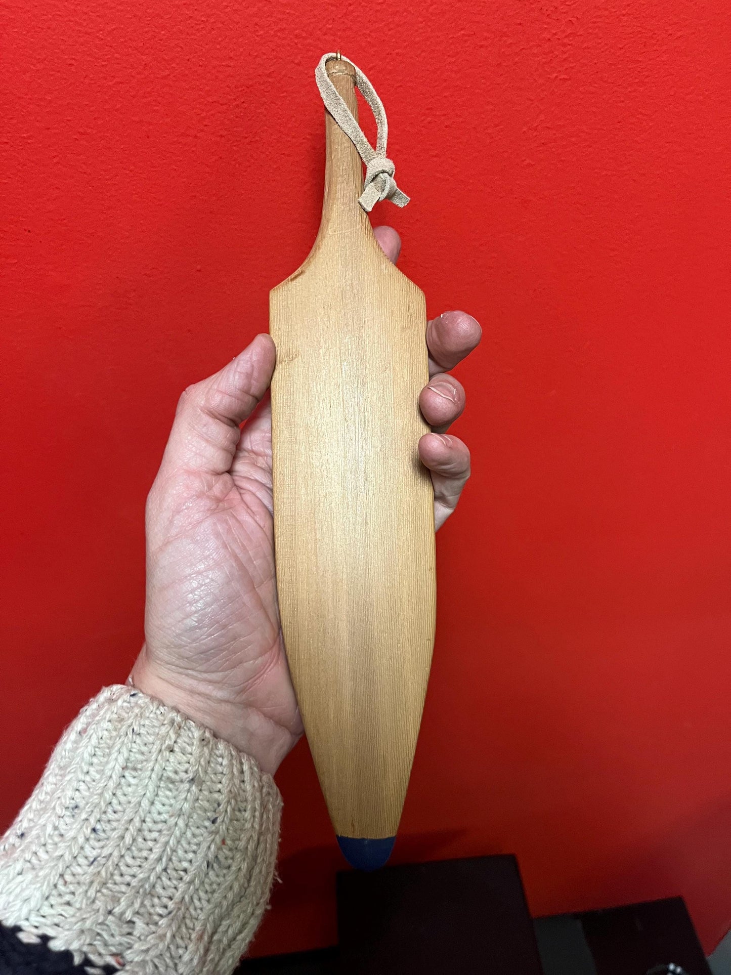 Beautiful 12 inch long indigenous first nations decorated paddle  plaque  older and good value