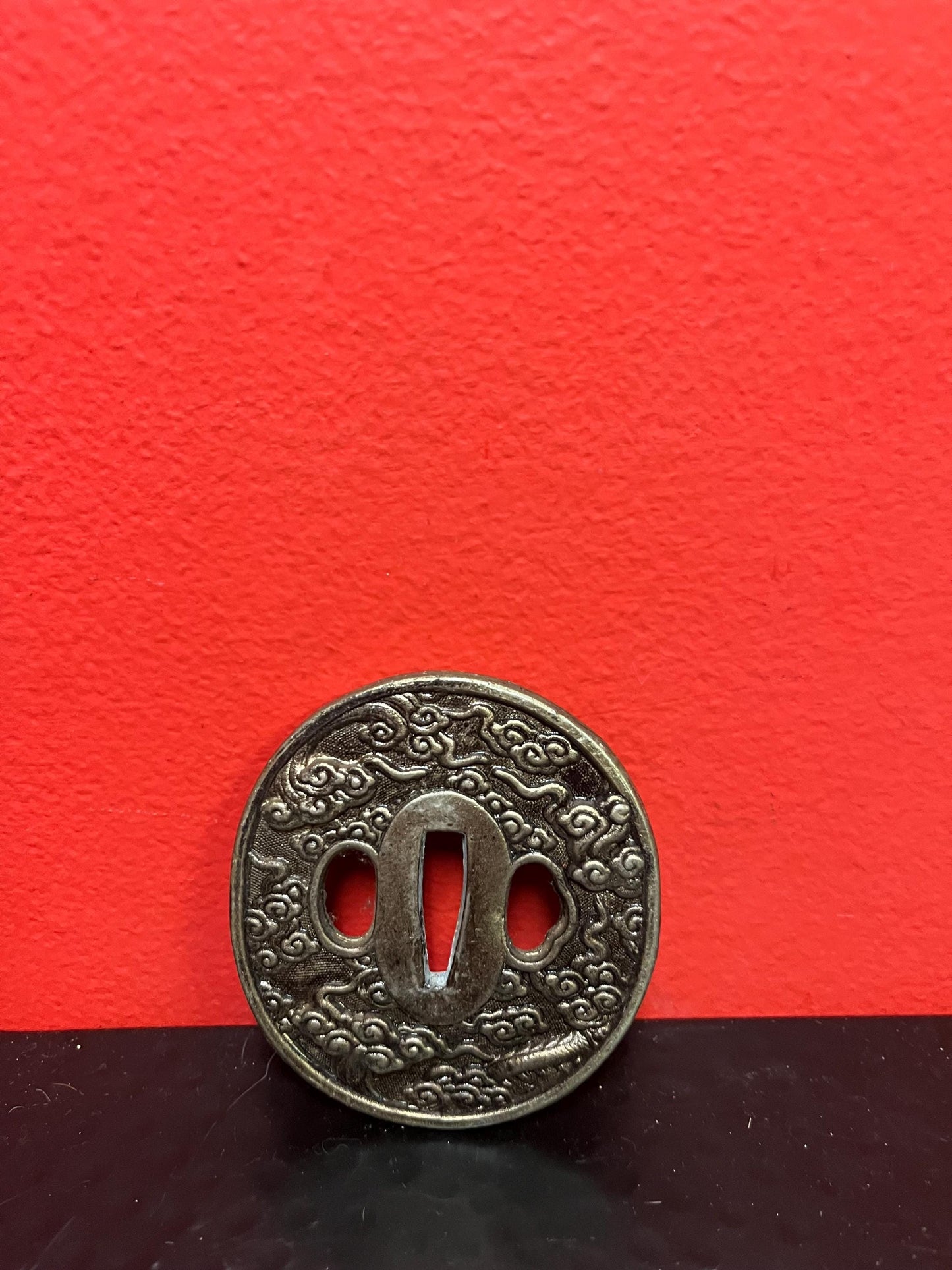 Lovely Japanese bronze 3 inch samurai tsuba  from estate   great value