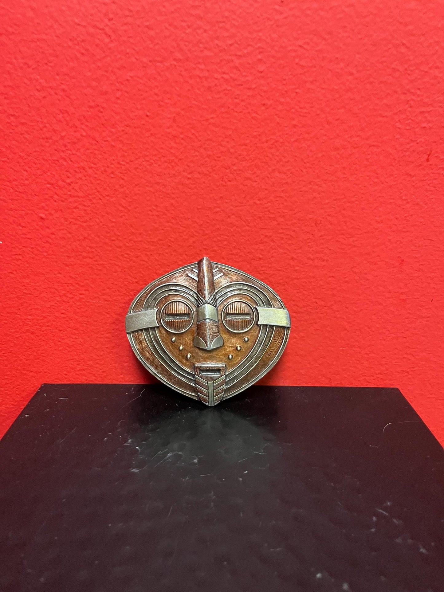 Cool American 3 inch wide BERGAMOT signed African mask belt buckle  amazing imagery great price and great gift