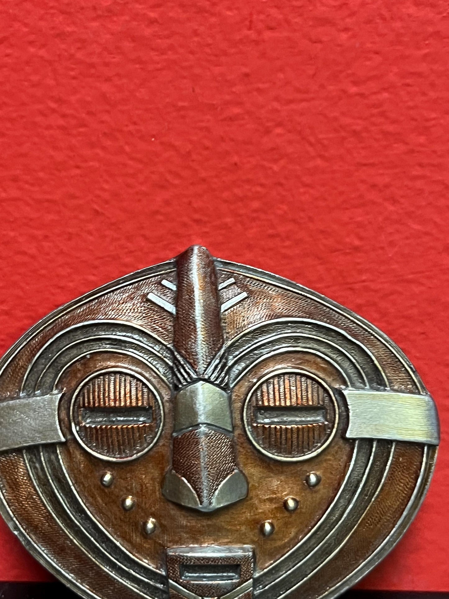 Cool American 3 inch wide BERGAMOT signed African mask belt buckle  amazing imagery great price and great gift