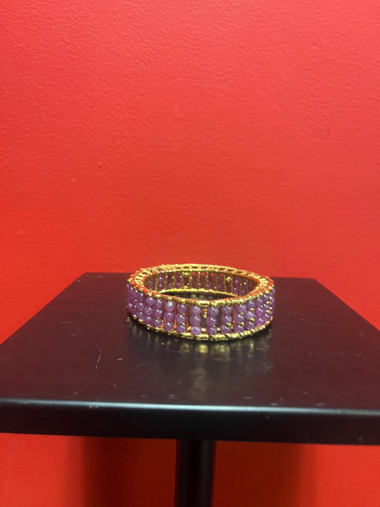 Magical Canadian made 4 inch wide gold plated and ruby bracelet by  award-winning artist Charles Lewton -Brain  cage series piece  wow