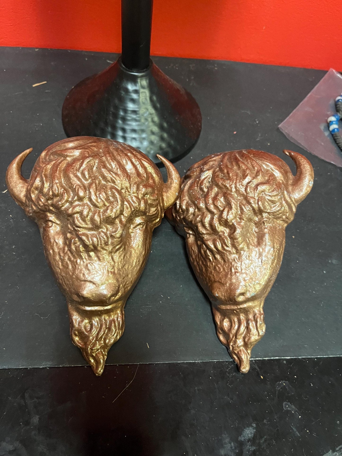 Stunning 7 x 5 cast metal heavy door plaques in the shape of a bulls head   price for pair