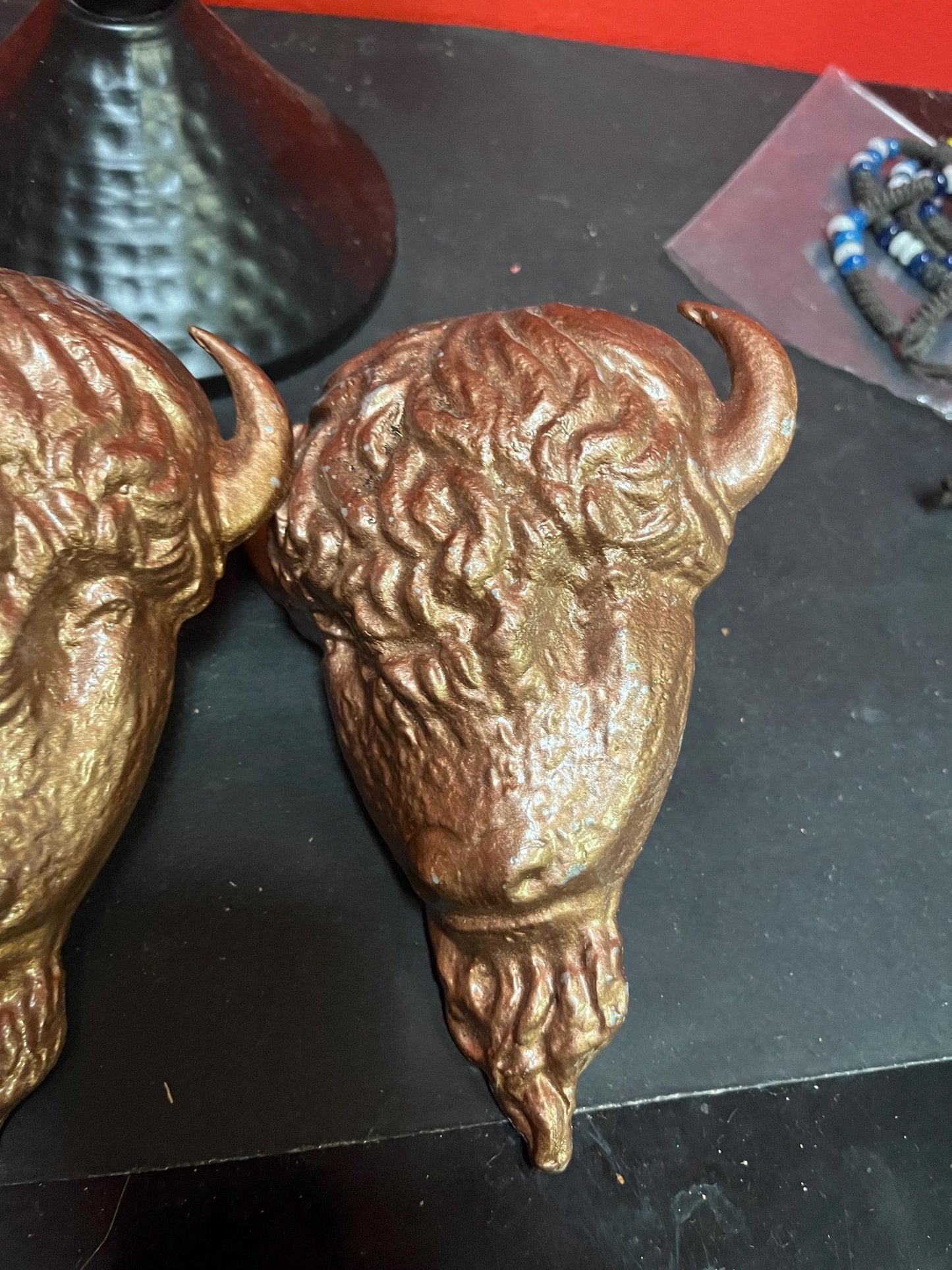 Stunning 7 x 5 cast metal heavy door plaques in the shape of a bulls head   price for pair