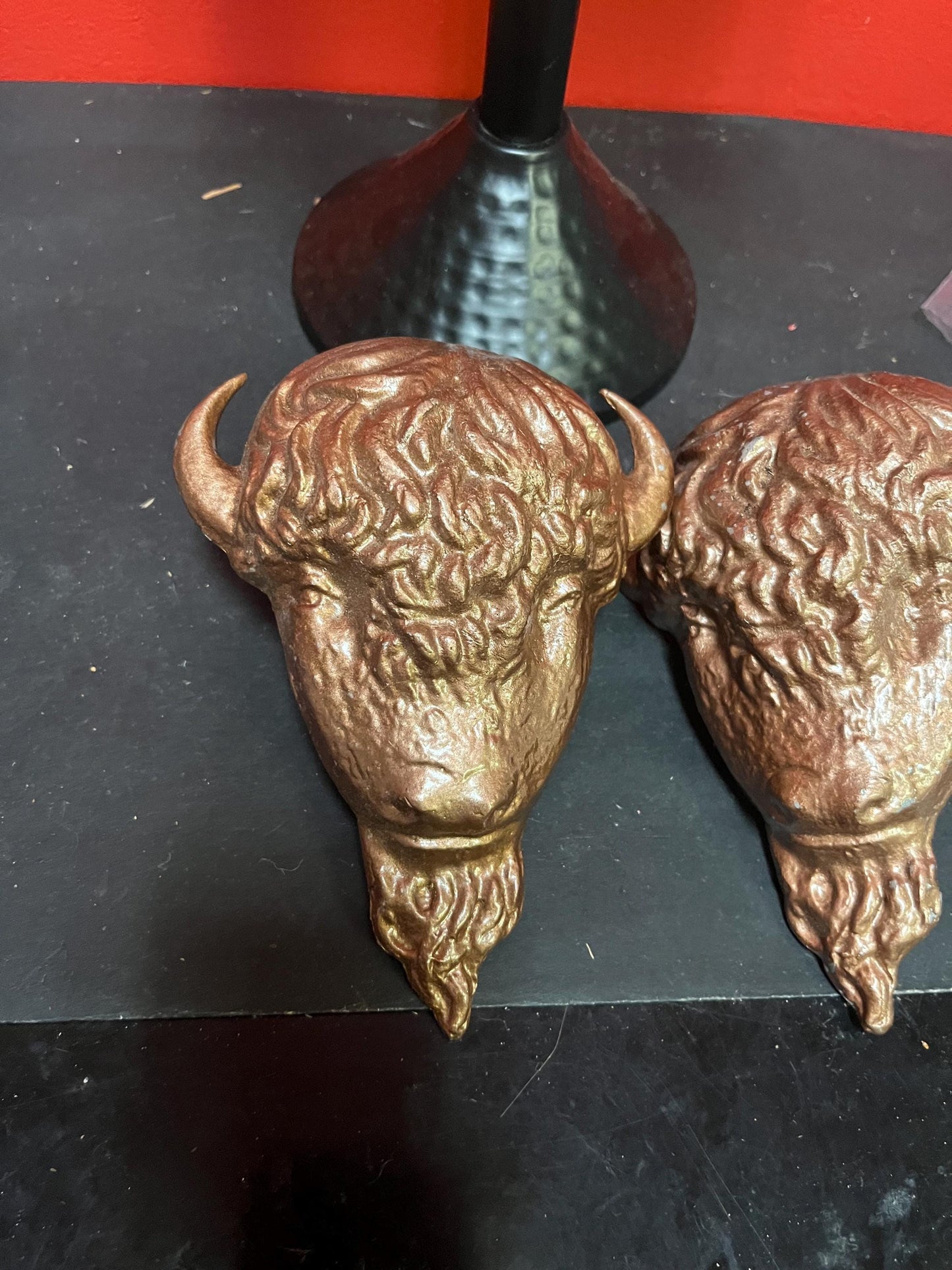 Stunning 7 x 5 cast metal heavy door plaques in the shape of a bulls head   price for pair